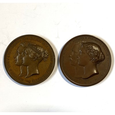 Lot 137 - Marriage of Princess Victoria & Frederick William, bronze medal and another, Christening of Albert Prince of Wales