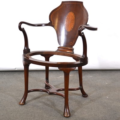 Lot 470 - Victorian mahogany and inlaid elbow chair, cockfighting type