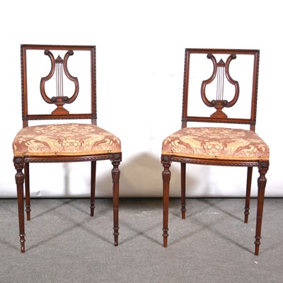 Lot 472 - Pair of 19th Century mahogany lyre back salon chairs