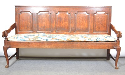 Lot 477 - George III oak settle