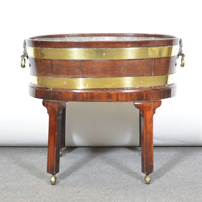 Lot 478 - George III mahogany wine cooler on stand