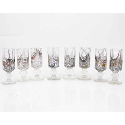 Lot 183 - George Elliott of Bewdley - a set of eight pedestal glasses.