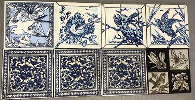 Lot 142 - Eight 6-inch Victorian decorative tiles by Minton & Hollins.