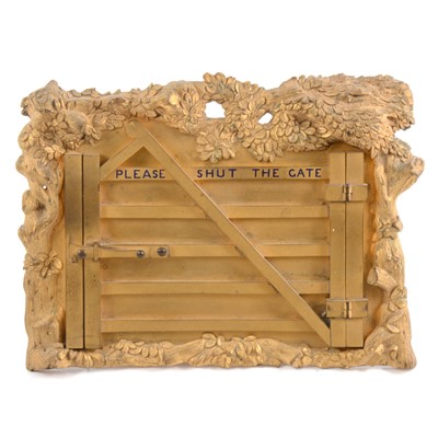 Lot 112 - Gilt metal novelty photograph frame, by G. Betjemann & Son,  'Please Shut the Gate'