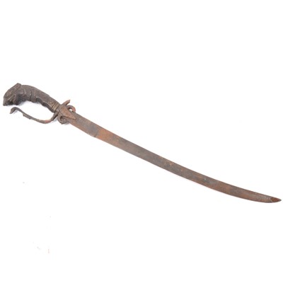 Lot 118 - Persian hunting knife, carved horn handle