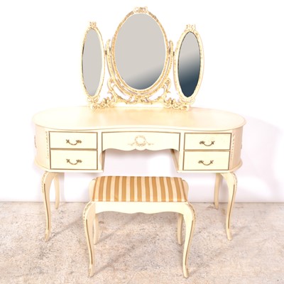 Lot 447 - Two cream painted and gilt dressing tables and a stool