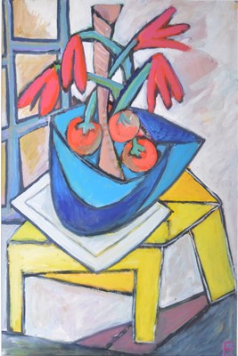 Lot 1056 - Philip Vencken - Still Life, tomatoes in blue bowl