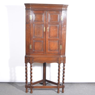 Lot 616 - Joined oak corner cupboard on a stand