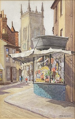 Lot 513 - Ethel M Smith, The Fruit Shop, and two other watercolours