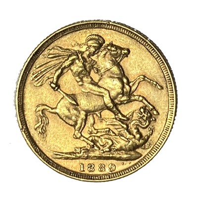 Lot 7 - Queen Victoria gold Sovereign coin, 1889