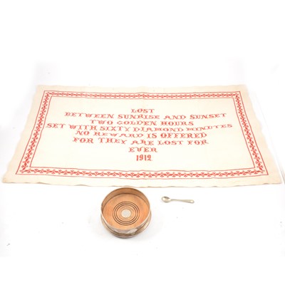 Lot 187 - Modern silver coaster and a sampler