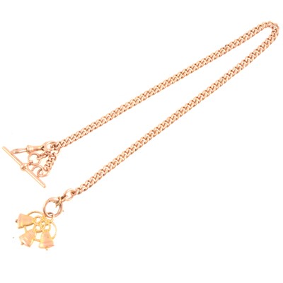 Lot 167 - 9 carat rose gold double albert watch chain.