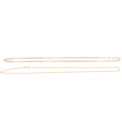 Lot 165 - Two 9 carat yellow gold neck chains.