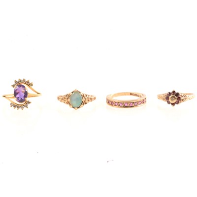 Lot 160 - Four gemset dress rings.