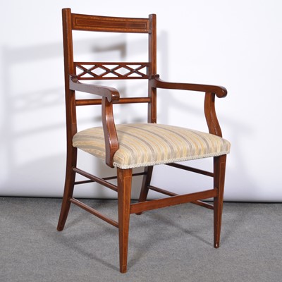 Lot 663 - Mahogany and inlaid elbow chair