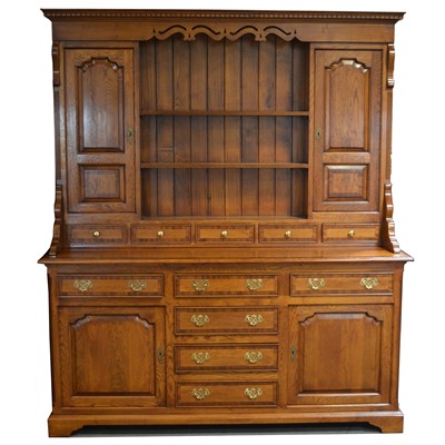 Lot 666 - George III style oak and mahogany banded dresser