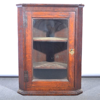 Lot 599 - Victorian oak hanging corner cabinet