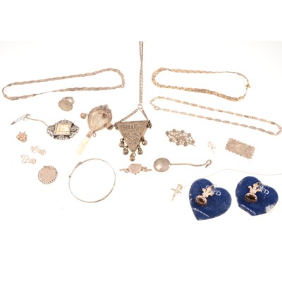 Lot 196 - Silver and white metal jewellery.