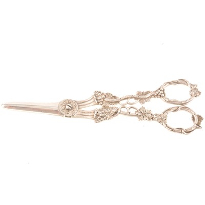 Lot 148 - Pair of silver grape shears, John Wilkinson, Birmingham.