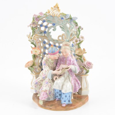 Lot 6 - Meissen style porcelain Chinoiserie Arbour group.