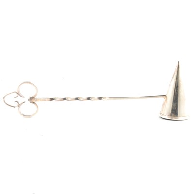 Lot 254 - Modern silver candle snuffer, George Edward Grant, London 1978.