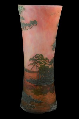 Lot 1013 - Daum, a cameo glass landscape vase, early 20th century