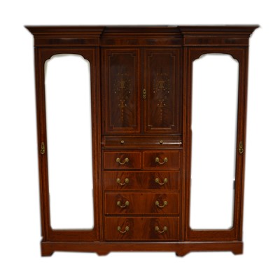 Lot 460 - Edwardian inlaid mahogany three-piece bedroom suite, in the style of Maple & Co.
