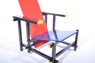 Lot 1053 - Red and Blue Chair, designed by Gerrit Rietveld, manufactured by Cassina
