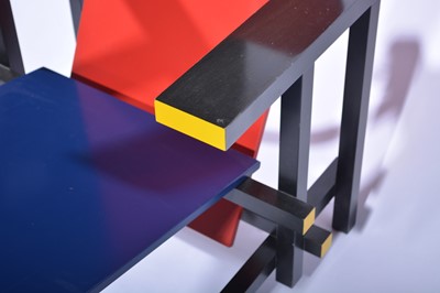 Lot 1053 - Red and Blue Chair, designed by Gerrit Rietveld, manufactured by Cassina