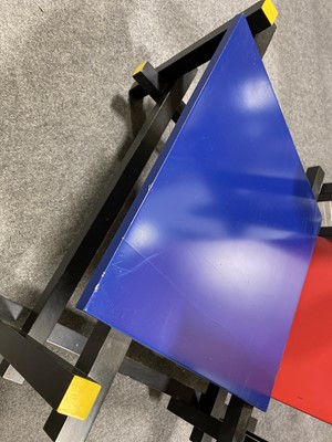 Lot 1053 - Red and Blue Chair, designed by Gerrit Rietveld, manufactured by Cassina