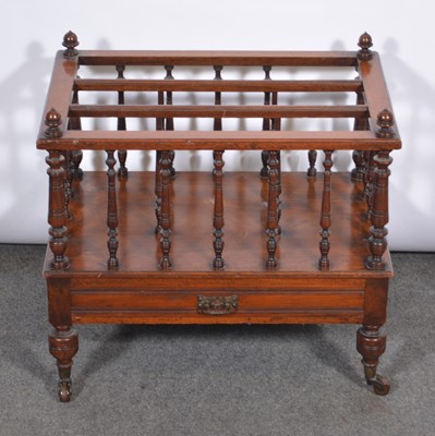 Lot 603 - Victorian walnut Canterbury book rack.