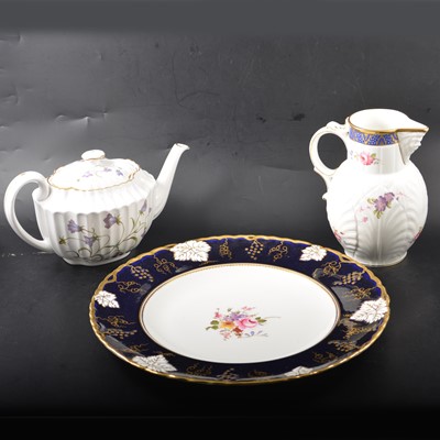 Lot 35 - Spode Campanula tea service, Royal Crown Derby charger and a Spode mask jug.
