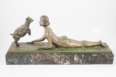 Lot 1015 - Joseph d'Aste, an Art Deco patinated spelter group