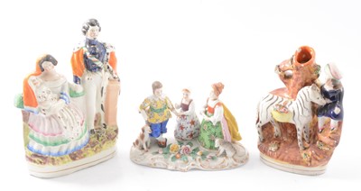 Lot 76 - Staffordshire pottery spill vase group, other decorative ceramics and cabinet ware