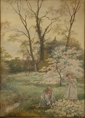 Lot 521 - Justus Hill, Picking Daffodils.