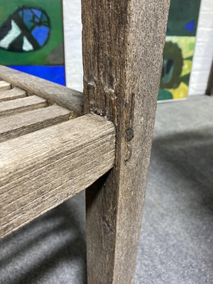 Lot 1029 - 'Collingwood' teak garden table and four chairs, retailed by Heals