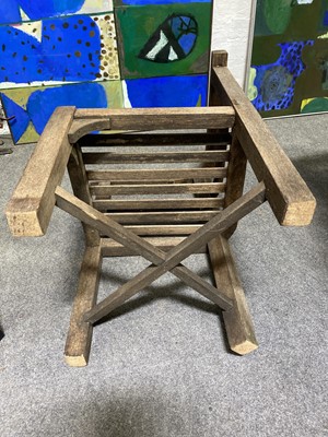 Lot 1029 - 'Collingwood' teak garden table and four chairs, retailed by Heals
