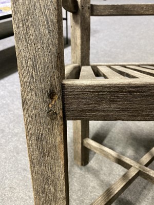 Lot 1029 - 'Collingwood' teak garden table and four chairs, retailed by Heals