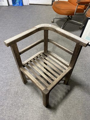 Lot 1029 - 'Collingwood' teak garden table and four chairs, retailed by Heals