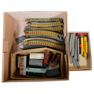 Lot 106 - Continental tin-plate model railway, including clock-work locomotive etc