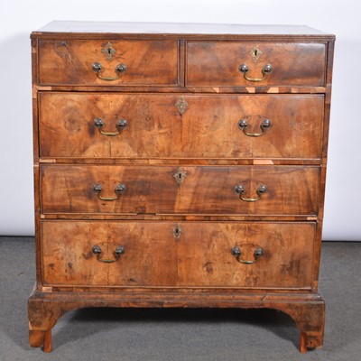 Lot 611 - George II walnut chest of drawers