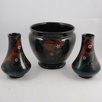 Lot 99 - Decoro floral jardiniere and two matching vases.