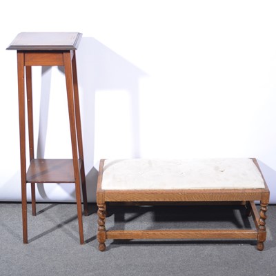 Lot 569 - Oak double stool and a plant stand