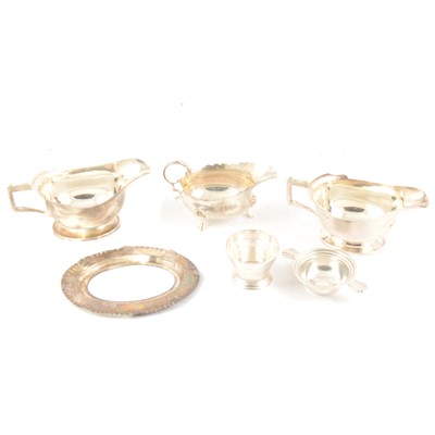 Lot 193 - Pair of silver sauceboats, Cooper Brothers & Sons Ltd, Sheffield 1936, and other silver items.