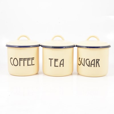 Lot 141 - Three Tala cream enamel tins.