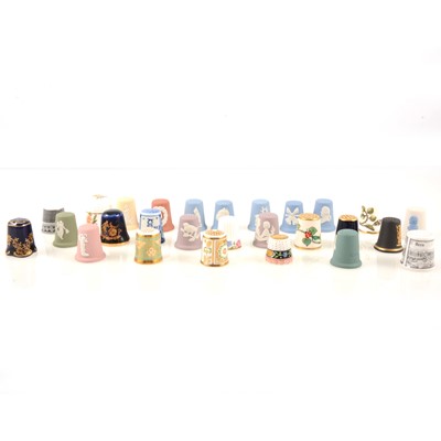 Lot 227 - Twenty-seven ceramic thimbles, Wedgwood, Royal Crown Derby, Royal Worcester etc.