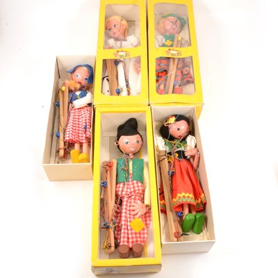 Lot 200 - Five Pelham Puppets, boxed.