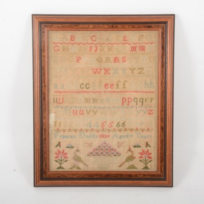 Lot 108 - Victorian sampler, Frances Dodds, Aged 7 years, 1839.