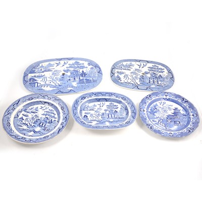 Lot 114 - A collection of Staffordshire Willow pattern