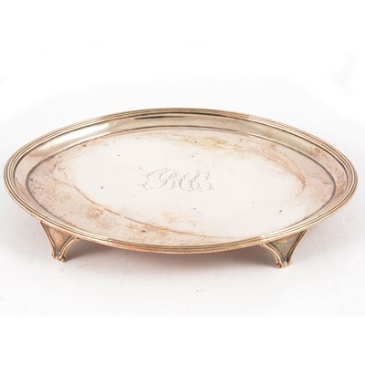 Lot 43 - George III silver navette-shape waiter, John Hutson, London 1794